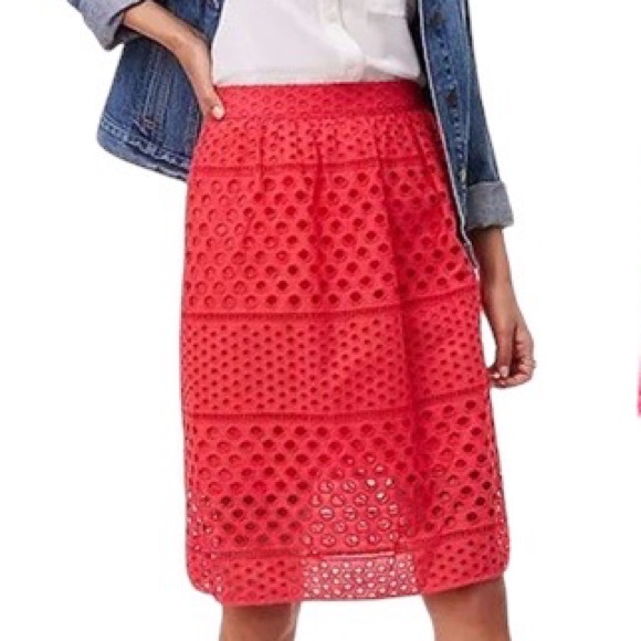 LOFT Skirts Nwt Loft Coral Eyelet Aline Skirt Poshmark
